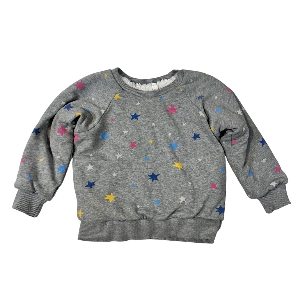 Hanna Andersson Kids Gray Sherpa Lined Star Sweatshirt 100cm US 4 FWH19